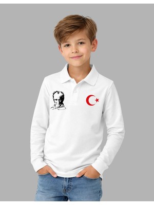 Karaoğlu Tekstil Polo Yaka Türk Bayraklı Atatürk Baskılı Penye Tişört