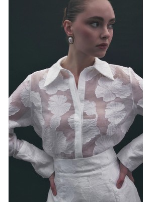 Sateen Belica Gömlek - Ekru