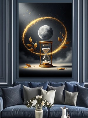 Artmeg Kum Saatinde Zamanın Akışı Sanatı Dekoratif Kanvas - Mdf Ahşap Tablo