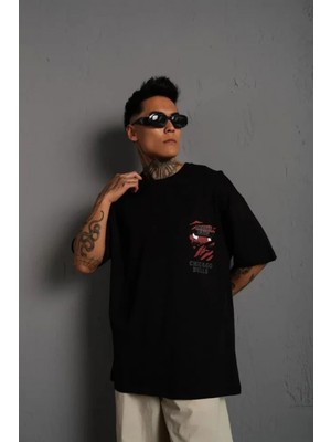 MiraLive Miray- Erkek Sırt Baskılı A Kalite Oversize T-Shirt - Siyah