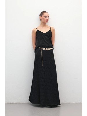 Sateen Lior Uzun Etek - Siyah
