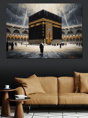 Artmeg Kabe-I Muazzama Dini Sanat Tablo Dekoratif Kanvas - Mdf Ahşap Tablo