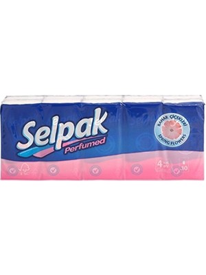 Selpak Çiçek Kokulu Cep Mendili 10'lu 2 Katlı 100 Adet Düz Yapraklı Mendil