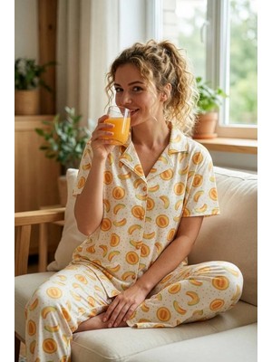 Nisanca Kısa Kollu Bambu Gömlek Pijama Takımı- Genç Anne Serisi