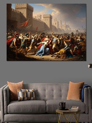 Artmeg Kale Önünde Savaşan Tarihi Ordu Dekoratif Kanvas - Mdf Ahşap Tablo