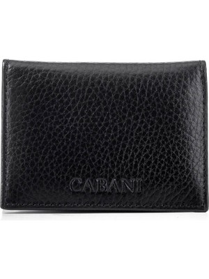 Cabani Siyah Hakiki Deri Klasik Unisex Cüzdan