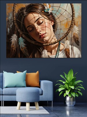 Artmeg Düş Kapanı ve Rüya Gören Kız Dekoratif Kanvas - Mdf Ahşap Tablo