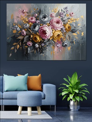 Artmeg Karışık Bahar Çiçekleri Tablosu Dekoratif Kanvas - Mdf Ahşap Tablo