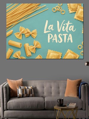 Artmeg Italyan Mutfağı La Vita Pasta Dekoratif Kanvas - Mdf Ahşap Tablo