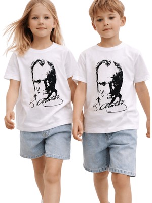 Atatürk Baskılı Çocuk Tişört – Kız & Erkek Çocuk Pamuk T-Shirt