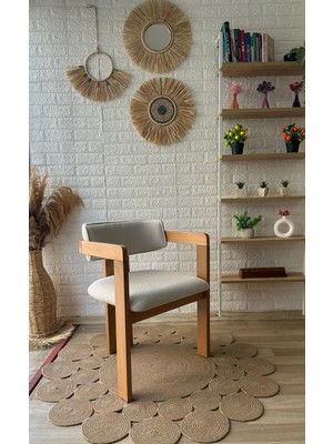 Silla Concept T Sandalye Teddy Krem Kumaş Natural Ahşap Sandalye
