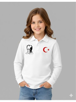 Karaoğlu Tekstil Polo Yaka Türk Bayraklı Atatürk Baskılı Penye Tişört