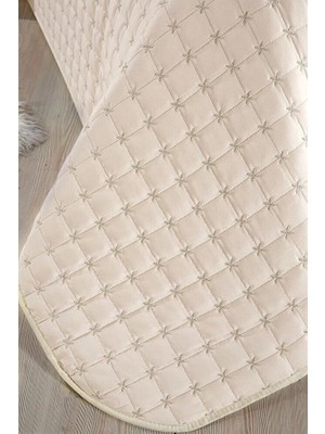 Çeyiz Diyarı Meltem Tek Kişilik Yatak Örtüsü Krem Pamuk Saten Modern Tema 180 x 240 cm