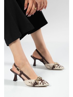 Budi K-250 Kahve Süet Günlük Arkası Açık Tokalı Topuklu Kadın Ayakkabı