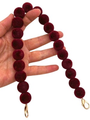 Angel Çanta Aksesuar 40 cm Kadife Bordo Renk Çanta Sapı Kancalı