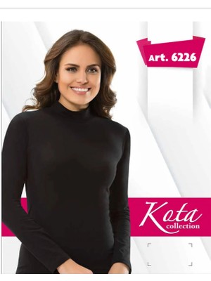 Kota Yarım Boğazlı Likralı Bayan Uzun Kollu Tişört Kota 6226