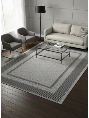 Filizon Mess Modern Dekoratif Yumuşak Dokulu Sisal Halı 3948 Gri Siyah