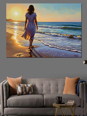 Artmeg Kumsal Yolunda Yürüyen Kadın Dekoratif Kanvas - Mdf Ahşap Tablo
