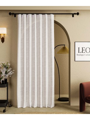 Leo Boutique Curtain Keten S Pile Dikim Tül Perde Modern Kornişe Hazır Şık Salon ve Oturma Odası Perdesi