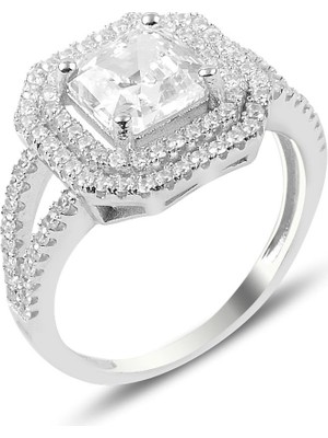 Söğütlü Silver 925 Ayar Gümüş Baget Taşlı Yüzük Şık Tasarım ile Zarif Görünüm