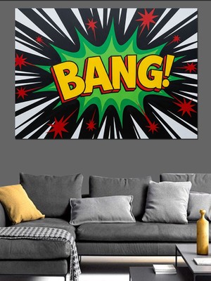 Artmeg Bang Yazılı Pop Art Patlama Dekoratif Kanvas - Mdf Ahşap Tablo