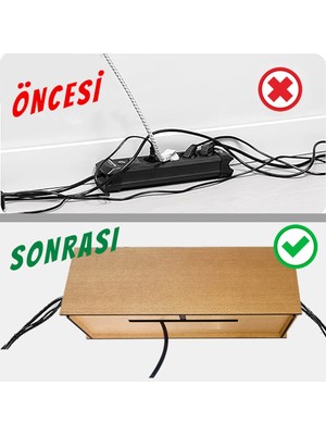 Mars Tasarım Masa Altı , Duvar, Kablo Kutusu, Kablo Düzenleyici, Kablo saklama,  Kablo Gizleme Organizer - 5 mm Ahşap