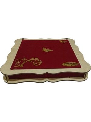 Mars Tasarım Çikolata Kutusu Çift Yüz Mdf Kadife Kaplı Ahşap 500GR'LIK