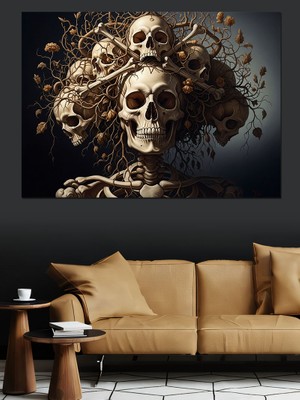 Artmeg Kurukafalardan Oluşan Antik Sanat Eseri Dekoratif Kanvas - Mdf Ahşap Tablo