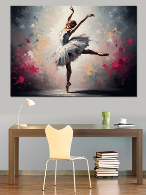 Artmeg Estetik Balerin Dansı Yağlıboya Görünümü Dekoratif Kanvas - Mdf Ahşap Tablo
