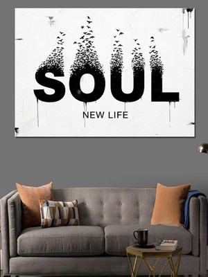 Artmeg Soul New Life Modern Tipografi Dekoratif Kanvas - Mdf Ahşap Tablo