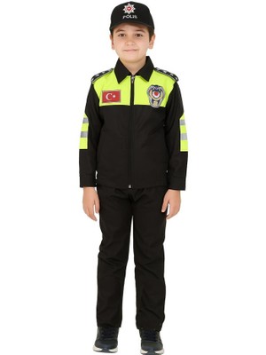 Işık Ticaret Unisex Çocuk Polis Kıyafeti (Şapka, Gömlek, Pantolon Takımı)  9-Trafik Polisi