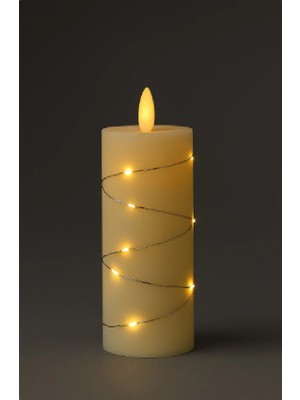 Niyet Peri LED Sarılı Natural Pilli Kütük LED Mum - 10 cm - Günışığı - Dekorasyon