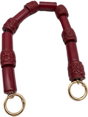 Angel Çanta Aksesuar 41 cm Bordo Renk Çanta Sapı Kancalı Light Gold Metalli