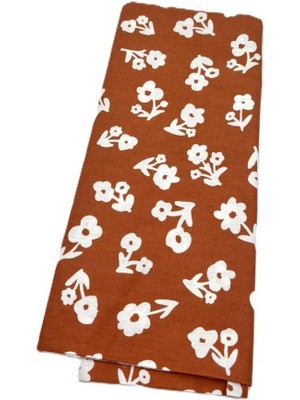 Angel Çanta Aksesuar 120X50 cm Pamuklu Astarlık Kumaş Taba Çiçek Desenli