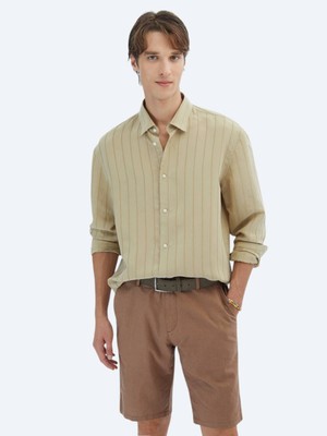 Kip Limon Küfü Oversize Fit Dokuma Casual Gömlek