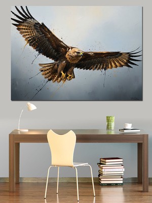 Artmeg Kanat Çırpan Kartal Vahşi Doğa Dekoratif Kanvas - Mdf Ahşap Tablo