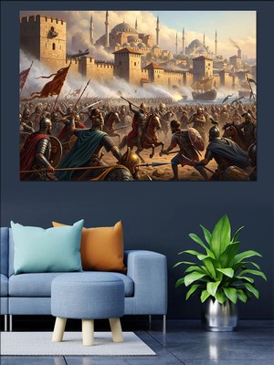 Artmeg Tarihi Meydan Muharebesi Kanvas Tablo Dekoratif Kanvas - Mdf Ahşap Tablo