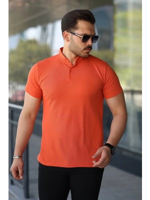 MiraLive Miray- Erkek Hakim Yaka Dokuma Pamuklu Kumaş Kısa Kollu Tişört