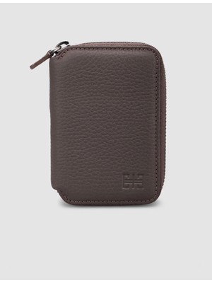 Cabani Kahverengi Hakiki Deri Fermuarlı Kartlık Cüzdan