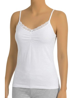 Öts Kadın Atlet Ip Askılı Önü Büzgülü (%96 Pamuk - %4 Elastan)