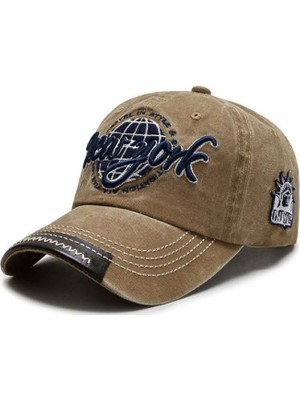 Zee Newyork Nakışlı Vintage Eskitme Retro Model Pamuklu Kot Şapka