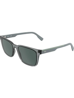 Lacoste L 6077S 035 55 Unisex Dikdörtgen Şeffaf Gri Kemik Güneş Gözlüğü