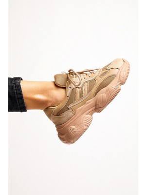 Tonny Black Bayan Spor Ayakkabı TB246 Suni Deri Kaydırmaz Taban ile Günlük Kullanım İçin Toprak Renk