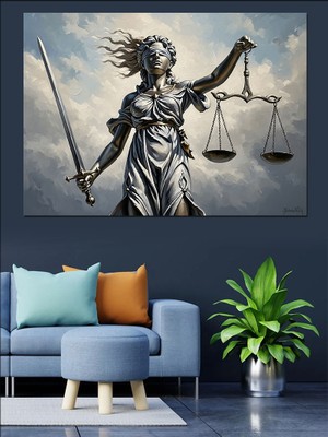Artmeg Adalet Tanrıçası Themis Heykeli Sanatı Dekoratif Kanvas - Mdf Ahşap Tablo