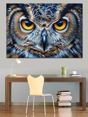 Artmeg Yakın Çekim Detaylı Baykuş Gözleri Dekoratif Kanvas - Mdf Ahşap Tablo