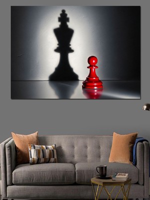Artmeg Satranç Tahtasında Şah ve Piyon Dekoratif Kanvas - Mdf Ahşap Tablo