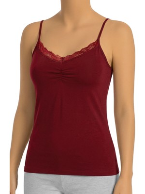 Öts Kadın Atlet Ip Askılı Önü Büzgülü (%96 Pamuk - %4 Elastan)