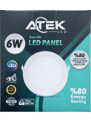 Atek 6W Sıva Altı LED Panel (Yuvarlak)