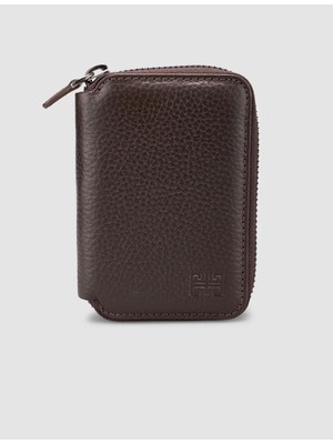 Cabani Kahverengi Hakiki Deri Fermuarlı Kartlık Cüzdan