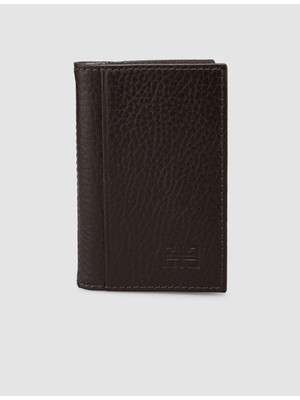 Cabani Kahve Floter Hakiki Deri Dikey Cüzdan (Kartlık Bölmeli)